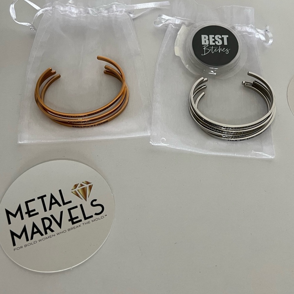 Metal Marvels dainty bangle bracelets, lot of 7, includes pop socket